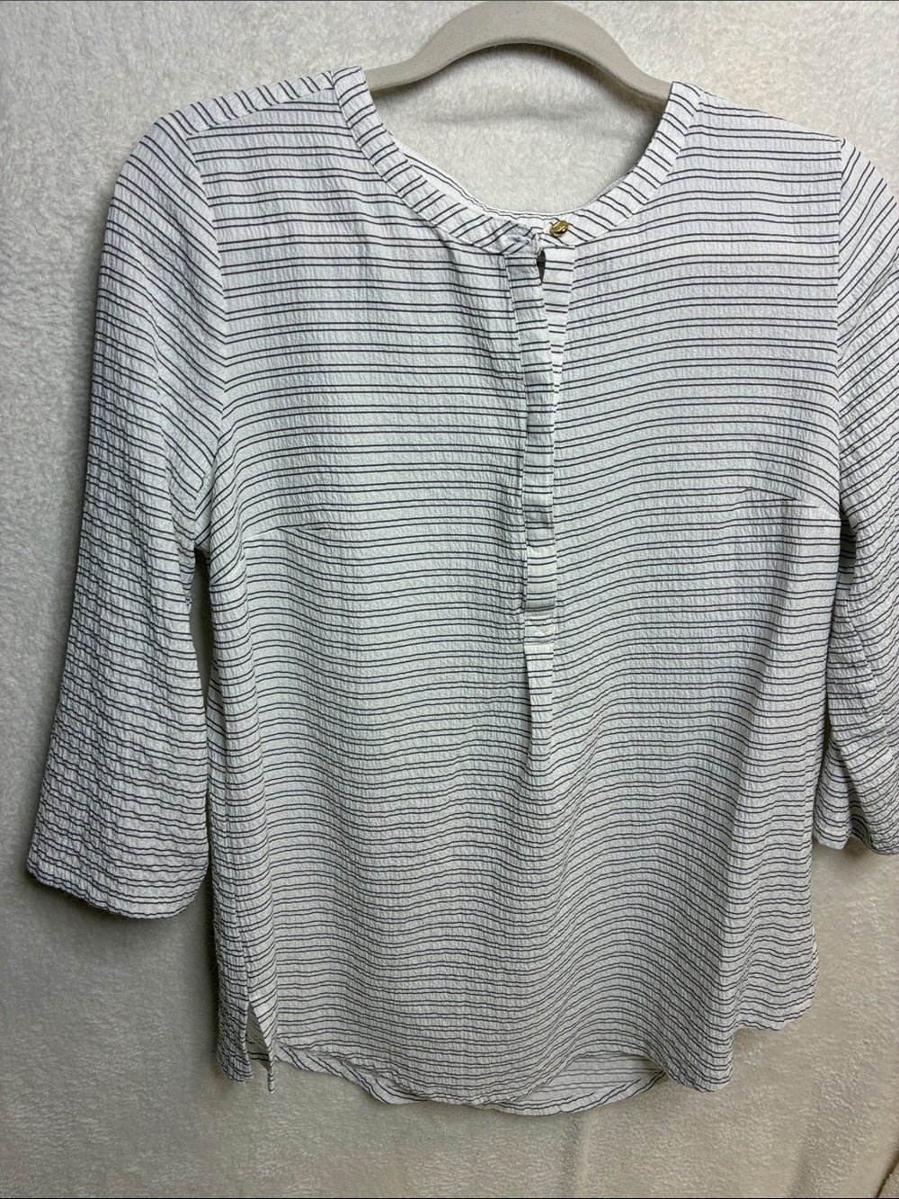 Liz Claiborne White Top with Black Stripes